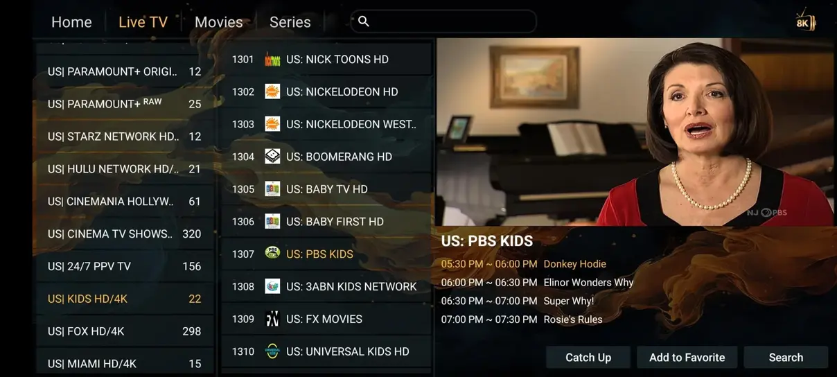 NovaStar IPTV app preview screen